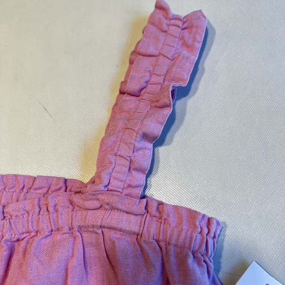 BP Crop Top‎ Ruffle Strap Pink Linen Blend Summer Sleeveless Shirt S - Picture 6 of 10